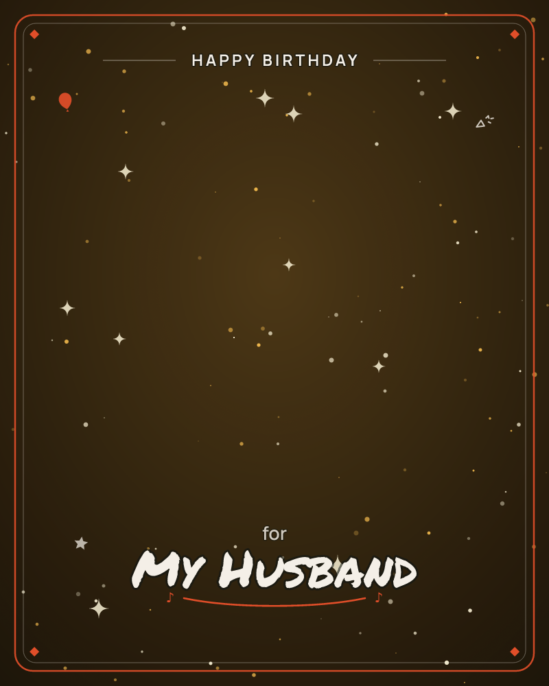A deep amber-brown night sky glows warmly at its centre, scattered with small dots of gold and cream light and a handful of larger four-pointed…, a birthday e-card design by @DittyCityTeam