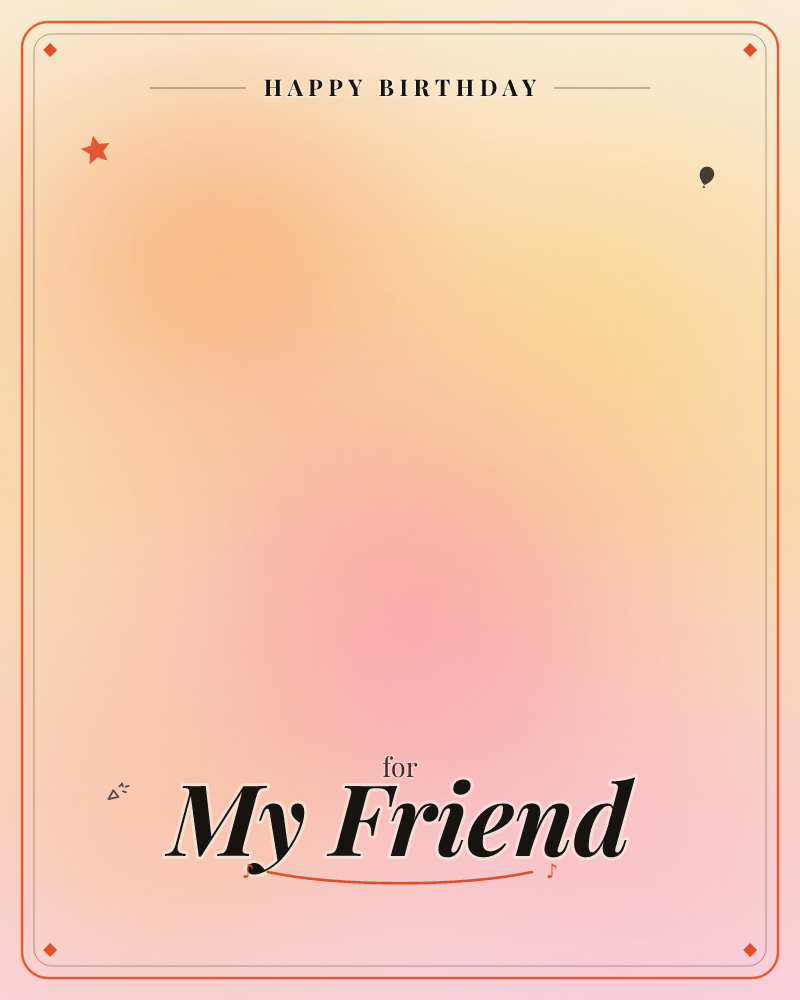 A soft wash of colour glows across the page like a sunset seen through frosted glass, warm peach and gold melting into a blush pink centre before…, a birthday e-card design by @DittyCityTeam