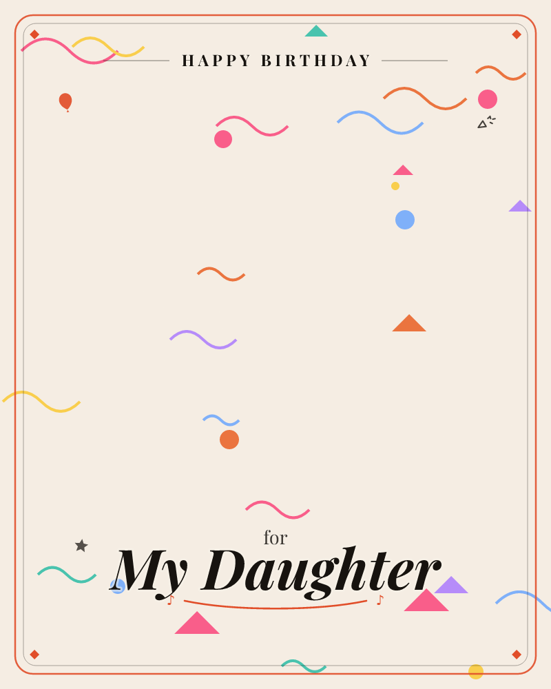 A cream backdrop glows softly at its centre while a scatter of playful squiggly lines, dots, and triangles drift across the surface in confetti-like…, a birthday e-card design by @DittyCityTeam
