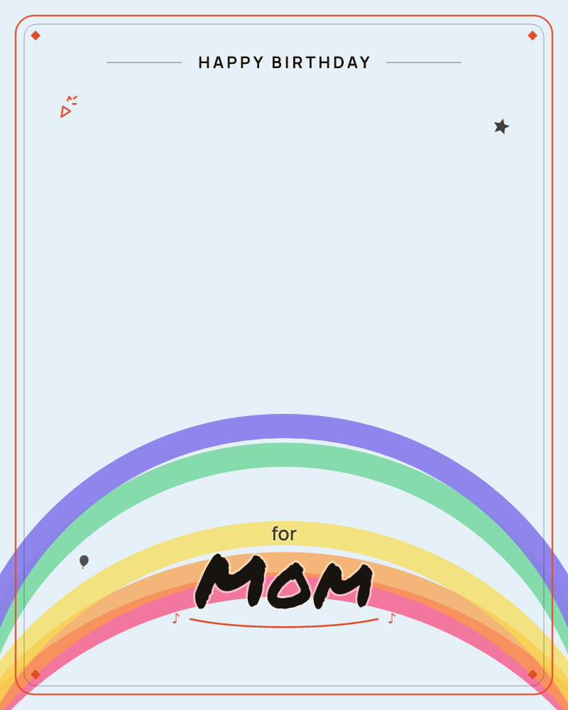 A simple rainbow arcs across the lower edge of a pale, softly shaded sky, its bands of purple, green, yellow, orange and pink rendered in flat, gently…, a birthday e-card design by @DittyCityTeam
