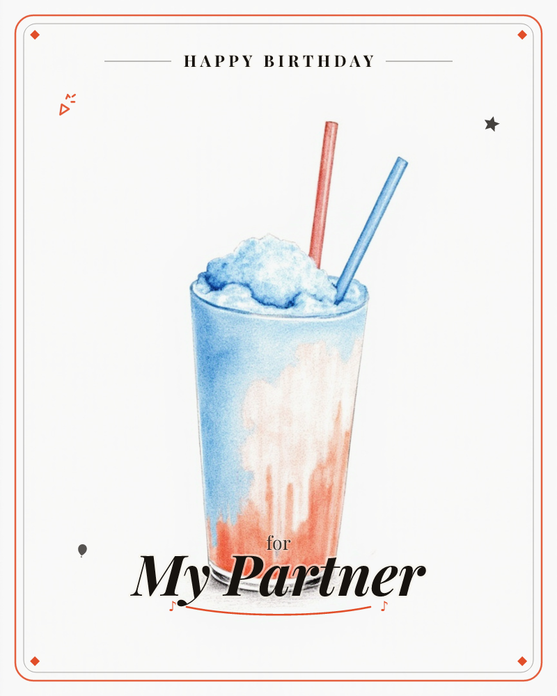 Birthday e-card design “Shared Milkshake”