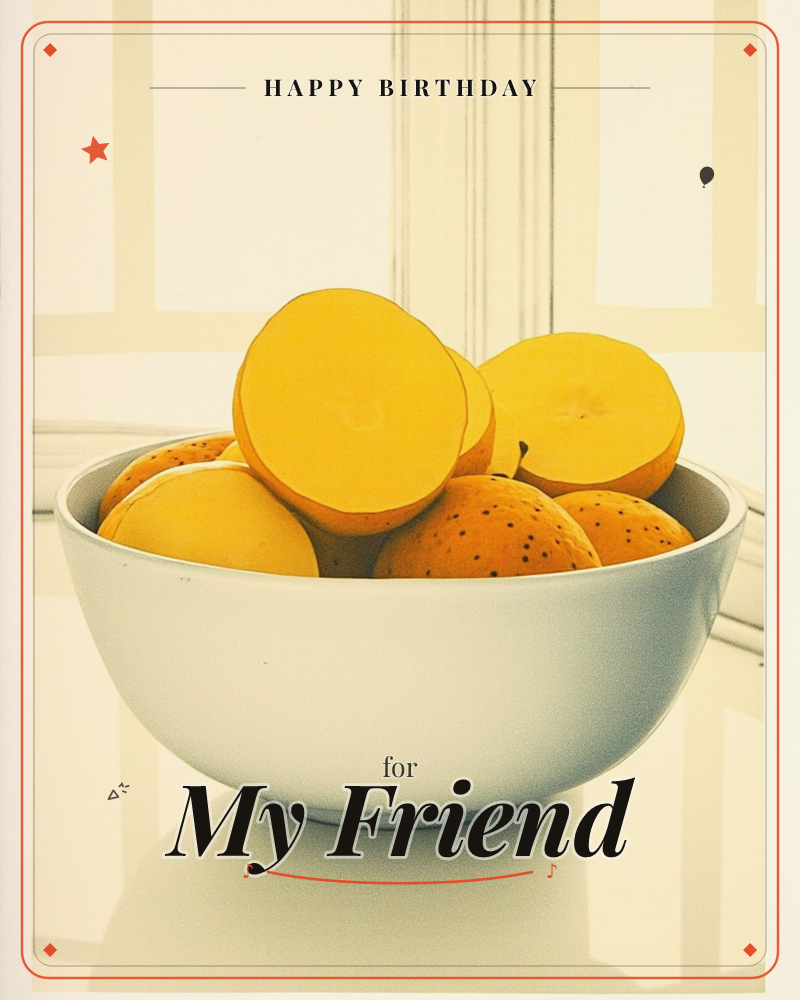 Birthday e-card design “Soft Fruit Bowl”