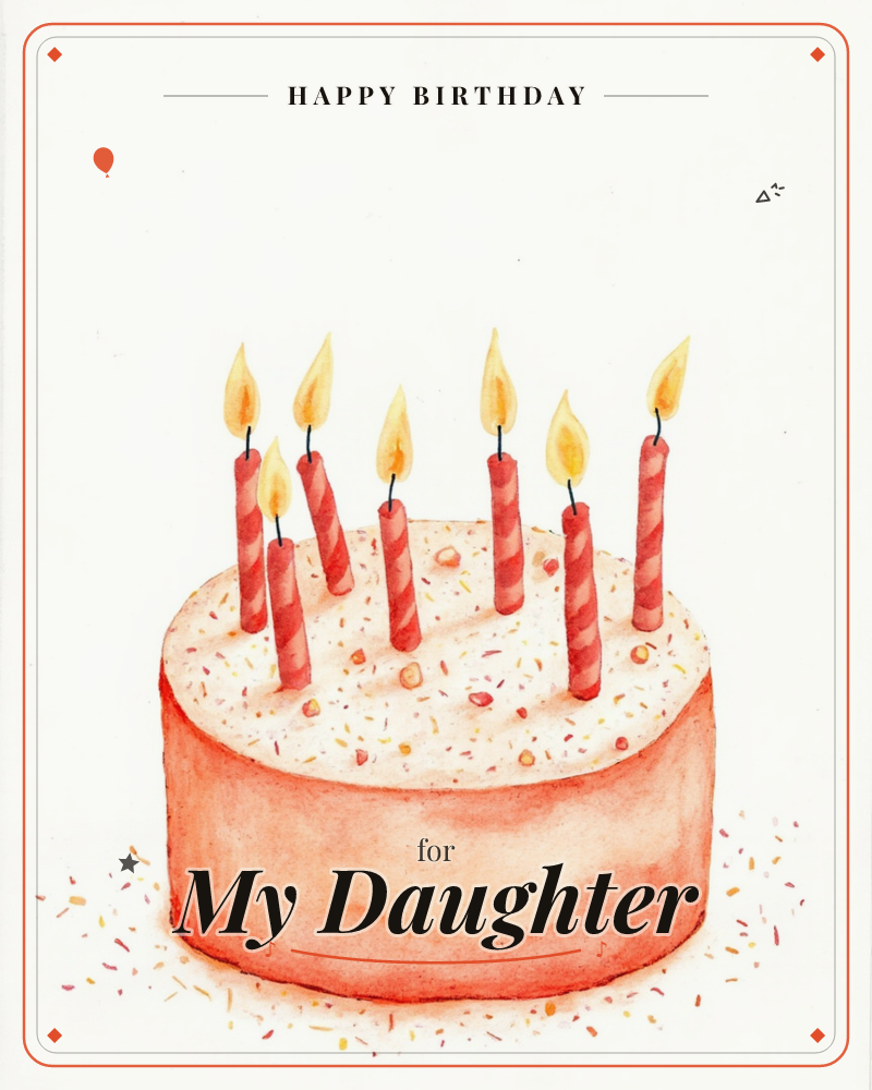 A round frosted cake sits alone on a plain white background, its pale icing scattered with colourful sprinkles and confetti pieces spilling onto the…, a birthday e-card design