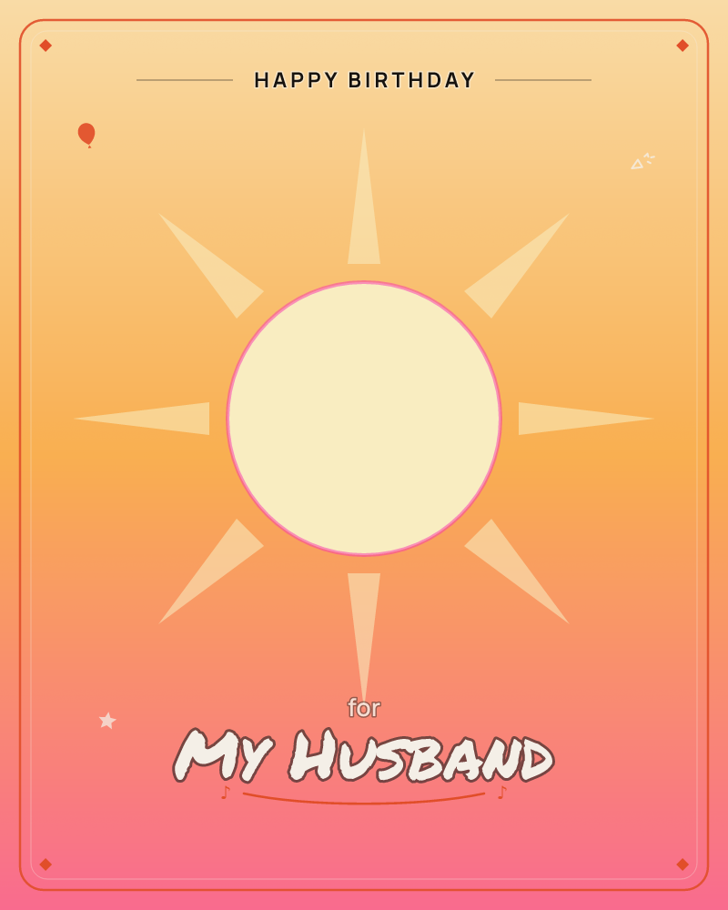 A single stylised sun sits centre stage, its pale cream disc outlined in bright pink and ringed with eight triangular rays, a birthday e-card design by @DittyCityTeam