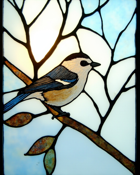 Candlelit Nuthatch Window Christmas e-card design