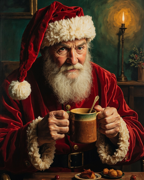 Father Christmass Nightcap Christmas e-card design