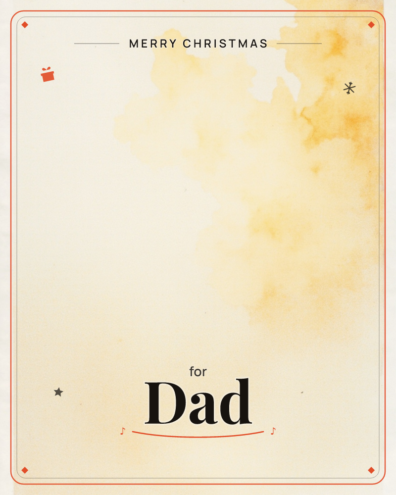 A soft wash of golden amber watercolour blooms across the upper right corner of a cream paper ground, fading into pale emptiness below, a christmas e-card design