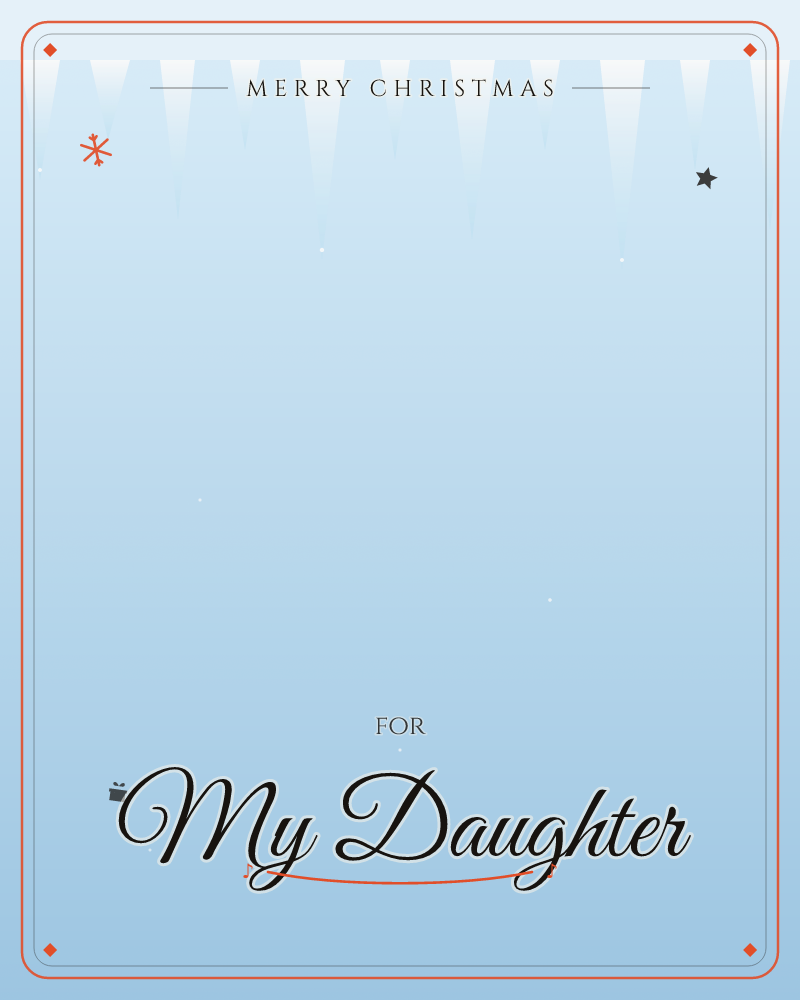 A soft gradient sky fades from dusky grey-blue at the top into a paler icy blue, with faint triangular shapes like distant peaks or drips along the…, a christmas e-card design by @DittyCityTeam