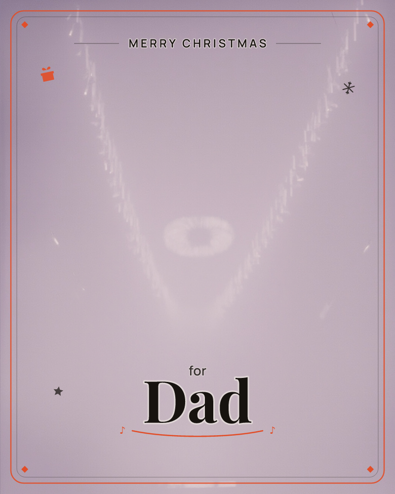 A soft, hazy image of a delicate chain necklace with a small oval pendant, glowing faintly against a pale lilac-pink background that fades to dark at…, a christmas e-card design