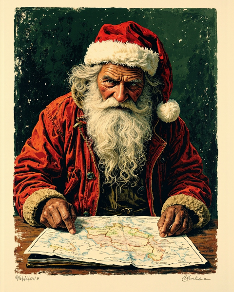 Santas Journey Plan Christmas e-card design