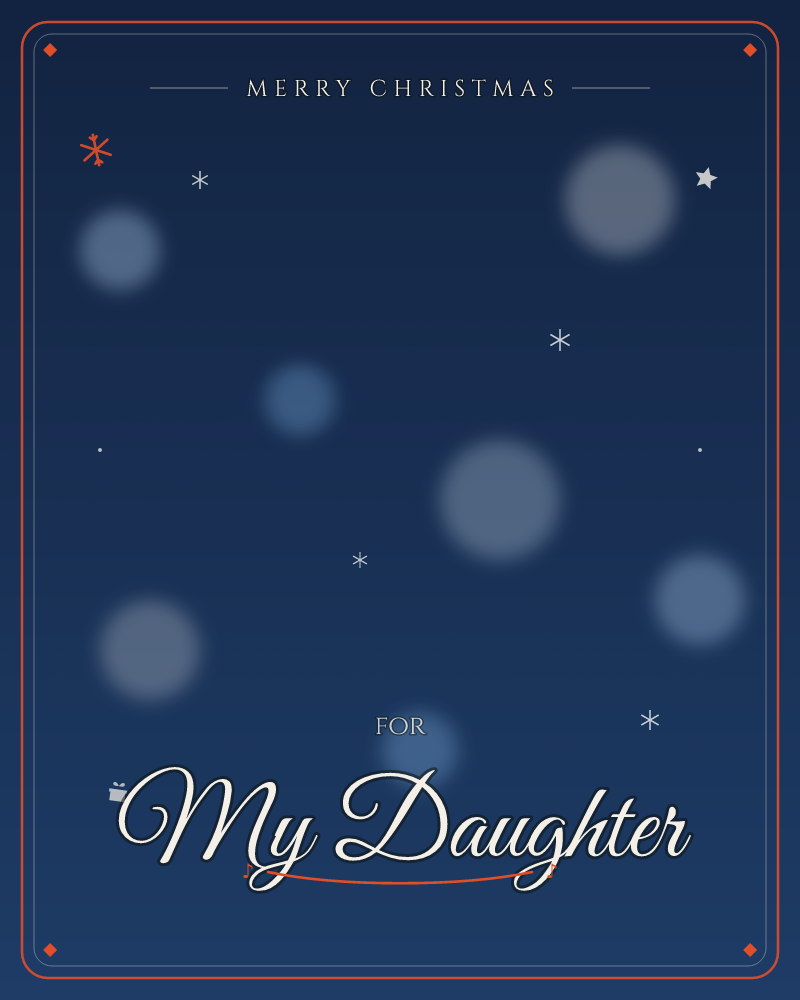 A deep midnight-blue sky is scattered with soft, blurred orbs of light like out-of-focus stars, alongside small crisp four-pointed sparkles, a christmas e-card design by @DittyCityTeam