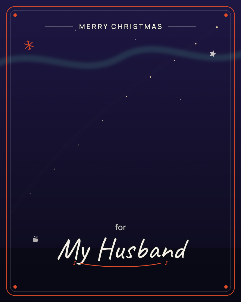 A deep indigo night sky stretches over a faint dark horizon, scattered with small white stars of varying brightness, a christmas e-card design by @DittyCityTeam