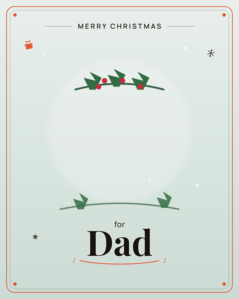 A soft glowing circle of pale light sits at the centre of a misty grey background, with tiny white dots scattered like drifting snow, a christmas e-card design by @DittyCityTeam