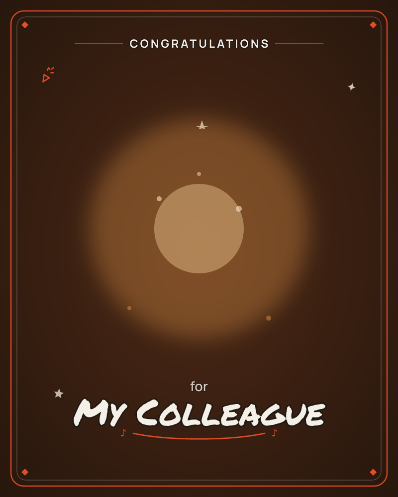 A single glowing sphere hangs in a dark void, wrapped in a warm amber halo of light that fades into black at the edges, a congratulations e-card design by @DittyCityTeam
