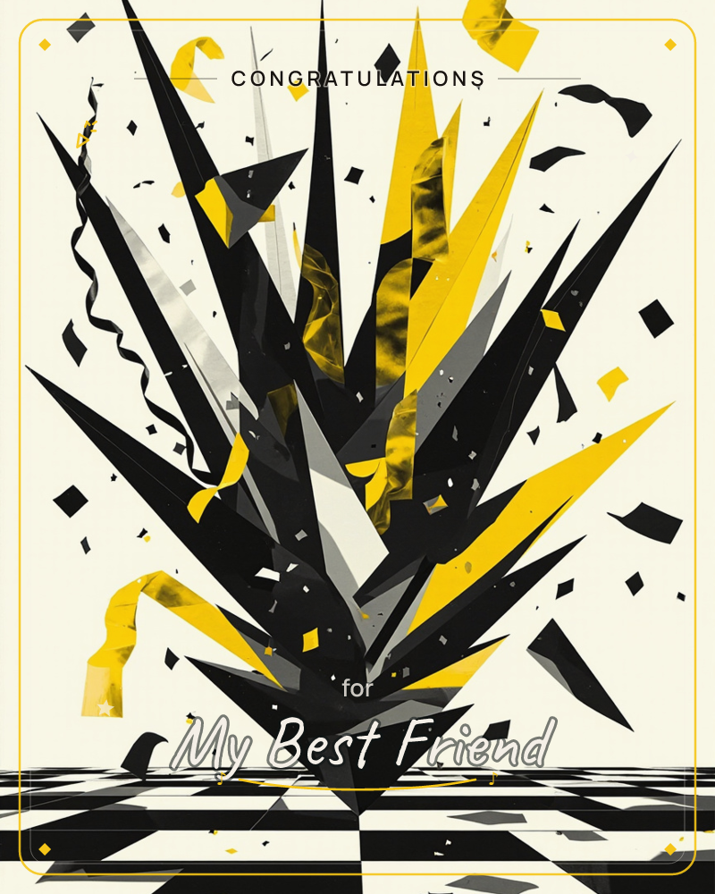 A flat vector illustration with no people, a congratulations e-card design