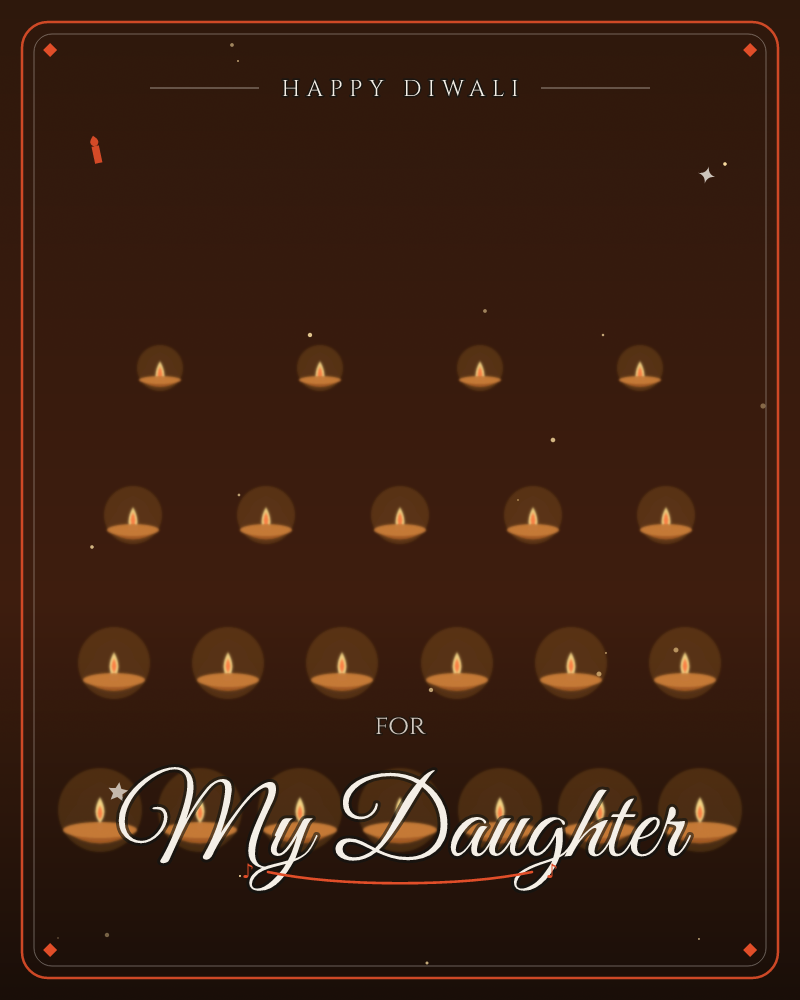 Rows of small clay diyas glow against a deep black background, each flame casting a warm orange halo that fades toward the bottom row where the light…, a diwali e-card design by @DittyCityTeam