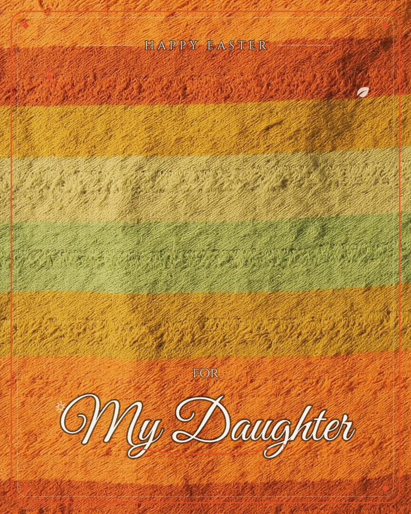 A close-up of thick terry-cloth fabric banded in horizontal stripes, its nap catching the light in soft ridges of texture, a easter e-card design