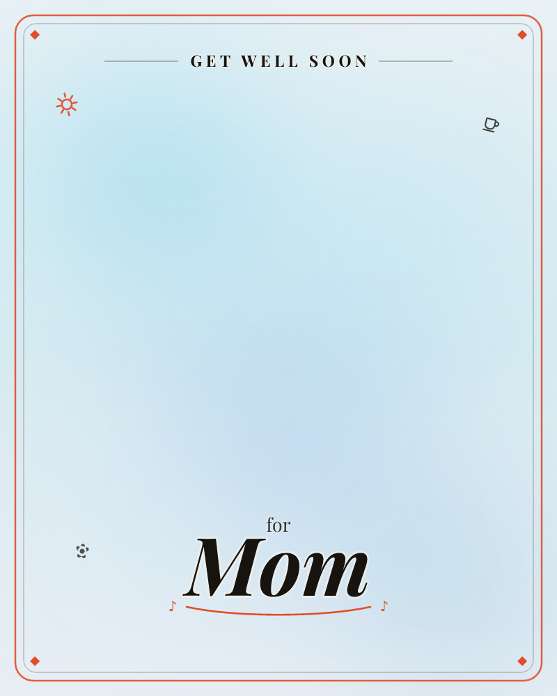 A soft, hazy wash of pale blue light fills the centre of the card, fading gently into cool grey at the edges like morning mist or frosted glass, a getwell e-card design by @DittyCityTeam