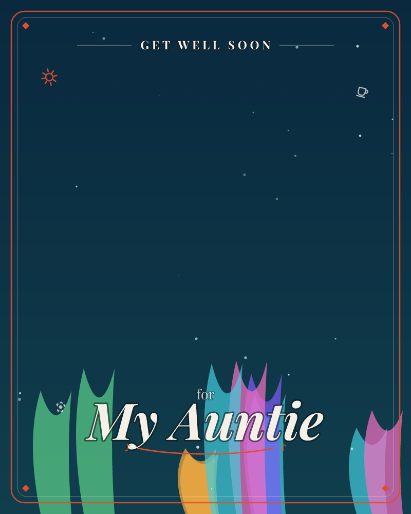 A deep midnight-blue sky glows softly above a dark horizon, scattered with tiny white stars, a getwell e-card design by @DittyCityTeam