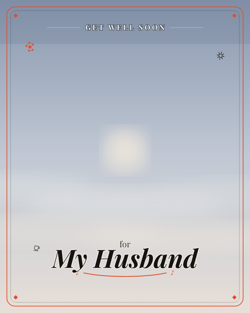 A hazy, minimal landscape shows a pale sun or moon hovering low over a flat horizon, its soft glow blurring into a sky of muted blue-grey, a getwell e-card design by @DittyCityTeam