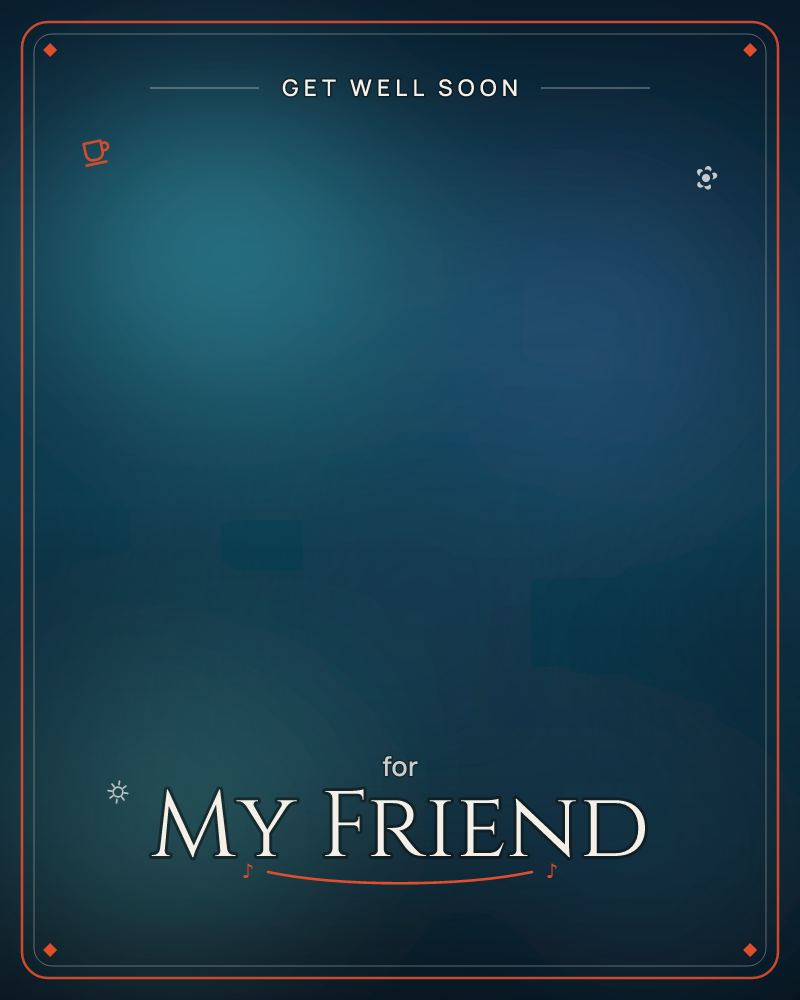 A soft wash of deep blue and teal fills the card, glowing brighter in one upper corner like a light breaking through night water, a getwell e-card design by @DittyCityTeam