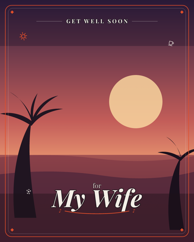 A desert dusk glows in layered pink and rose, the sun sitting low and pale over rolling dark dunes, a getwell e-card design by @DittyCityTeam