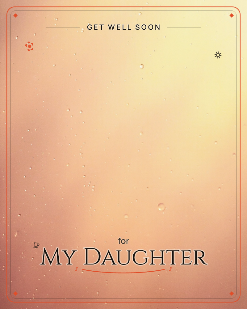 A soft haze of blush pink melts into buttery gold, with tiny droplets of light scattered across the surface like condensation on warm glass, a getwell e-card design
