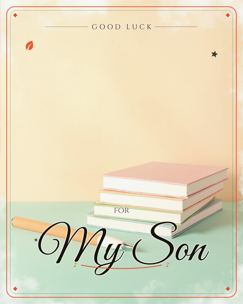 A neat stack of small hardcover books in pastel pink, green, and blue sits on a soft mint-green surface, with a single orange-and-white pencil placed…, a good luck e-card design