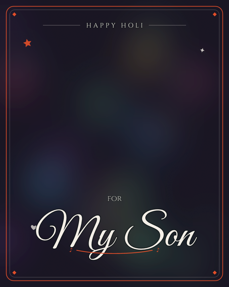 A deep charcoal-black background glows with soft, out-of-focus pools of colour drifting across the surface like distant lantern light seen through fog, a holi e-card design by @DittyCityTeam