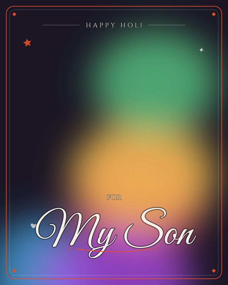 A soft glowing orb of amber light sits stacked beneath a rounder haze of emerald green, both blooming against a deep, almost black indigo background, a holi e-card design by @DittyCityTeam