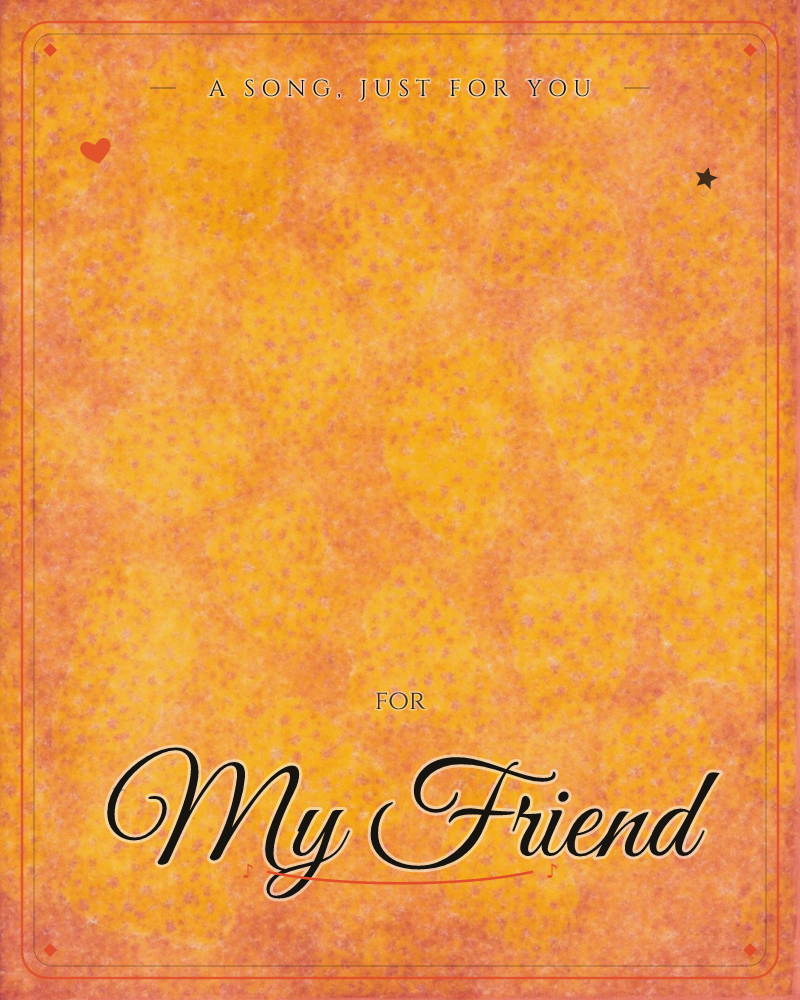 An abstract wash of glowing amber and marigold fills the card, mottled with soft cloud-like patches and a fine speckled texture, a just because e-card design