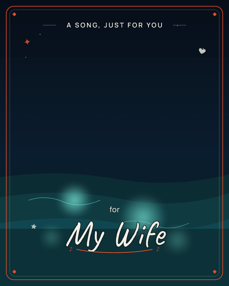 A quiet night scene shows deep teal hills rolling beneath a near-black starry sky, with two soft glowing orbs nestled in the landscape like captured…, a just because e-card design by @DittyCityTeam