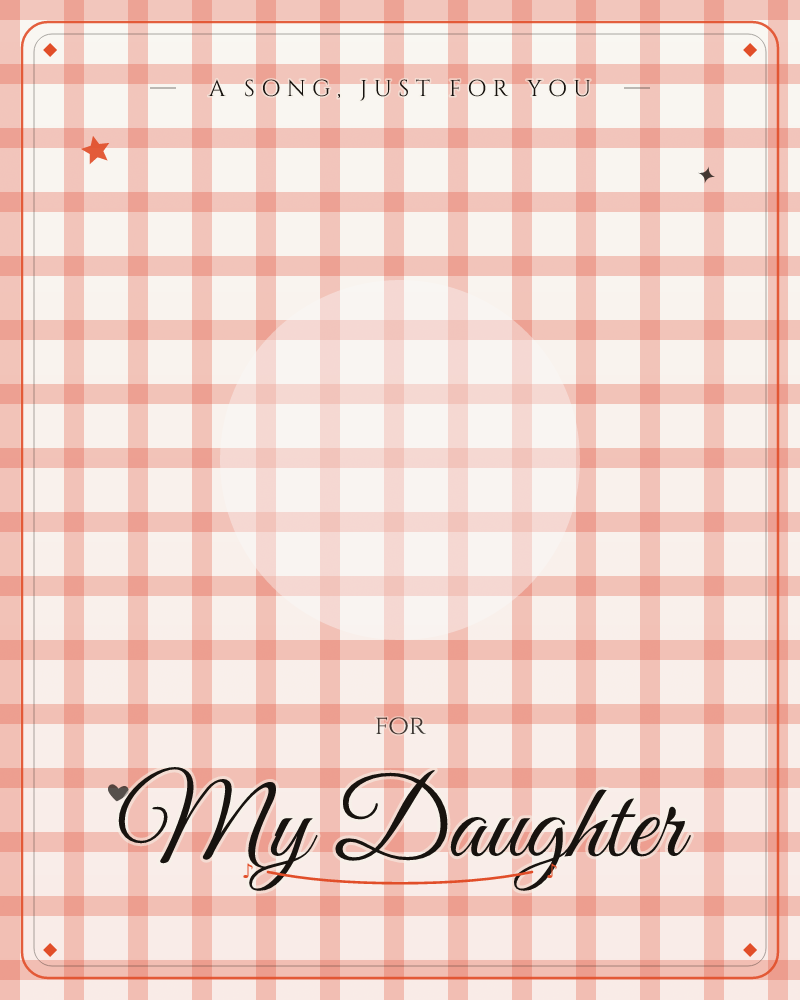 A simple gingham check fills the whole card in soft coral and cream, like a folded picnic cloth caught in warm afternoon light, a just because e-card design by @DittyCityTeam