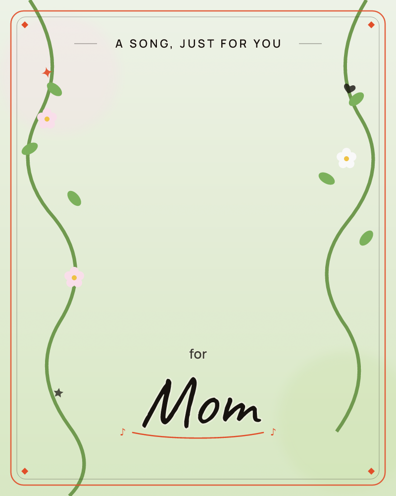 Two curling green vines twist down either side of a soft sage-to-cream gradient background, dotted with small pink and white flowers and simple leaf…, a just because e-card design by @DittyCityTeam