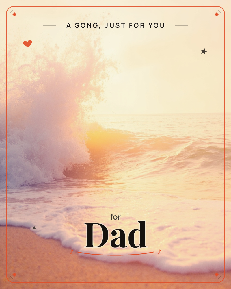 A wave breaks against the shore just as the sun sits low on the horizon, its spray lit up in pale gold and pink against a hazy sky, a just because e-card design