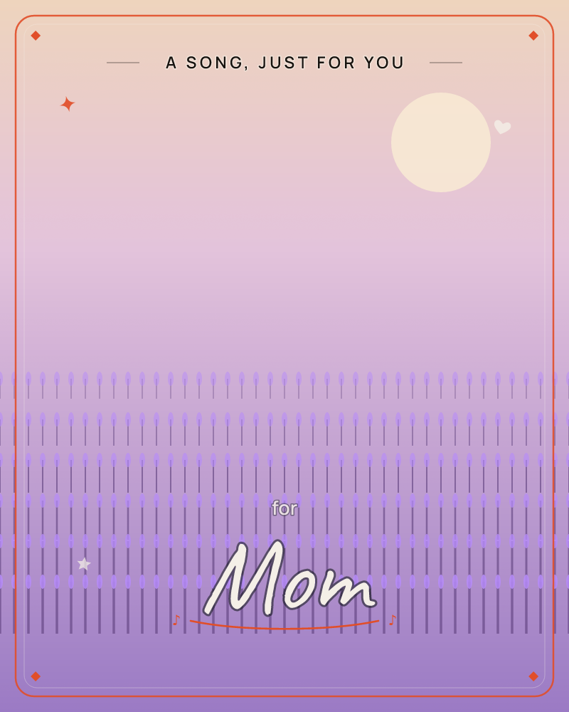 A pale cream moon hangs in a soft gradient sky that shifts from warm taupe at the top down through blush pink into dusky purple, a just because e-card design by @DittyCityTeam