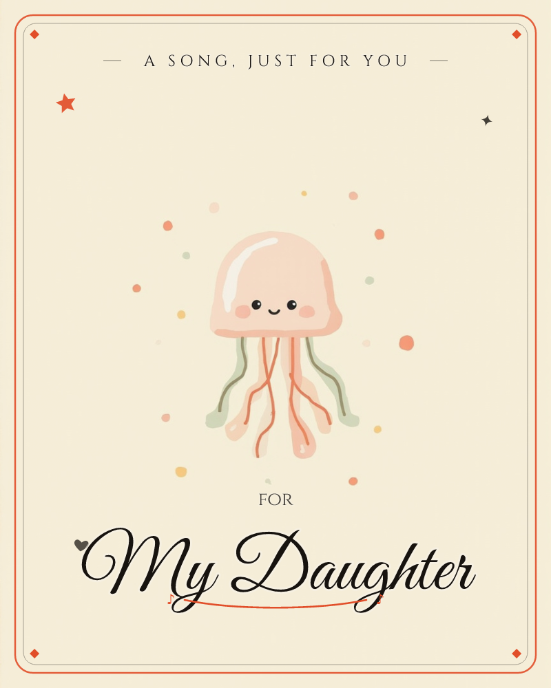 A single peach-pink jellyfish floats front and centre against a soft cream background, its rounded dome catching a gentle highlight and its trailing…, a just because e-card design