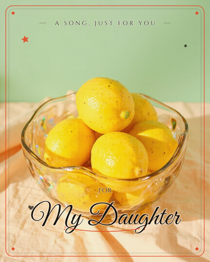 A scalloped-edge glass bowl is piled high with fresh lemons, their bright yellow skins catching warm sunlight against a soft sage-green wall, a just because e-card design