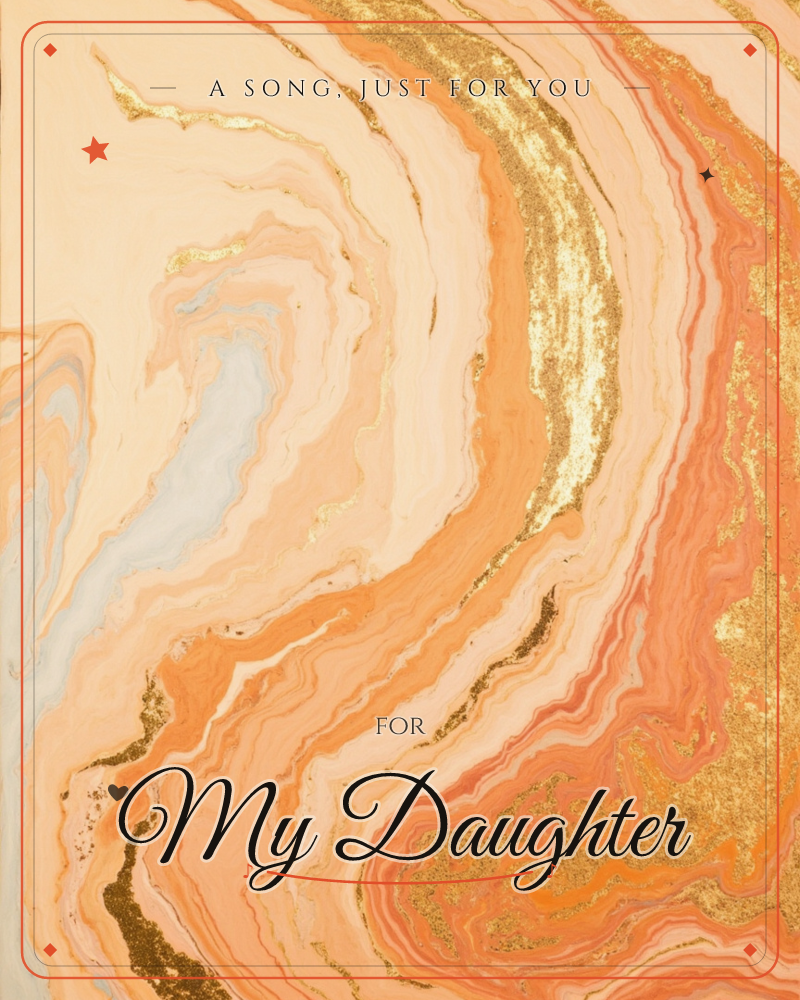 This card shows swirling marbled bands of peach, coral and cream, veined through with shimmering gold that catches the light like a polished agate slice, a just because e-card design