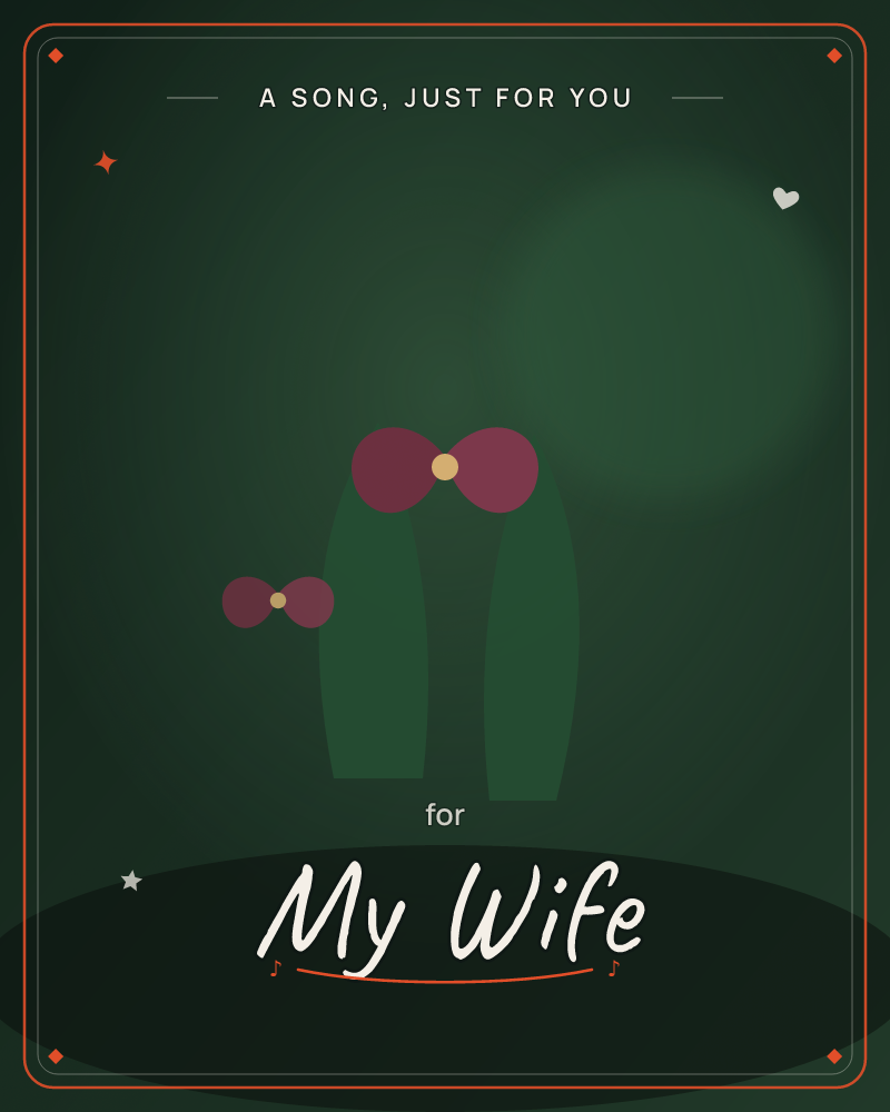 A deep forest-green background glows softly in one corner like moonlight through leaves, while two simple candle shapes stand below, each topped with a…, a just because e-card design by @DittyCityTeam