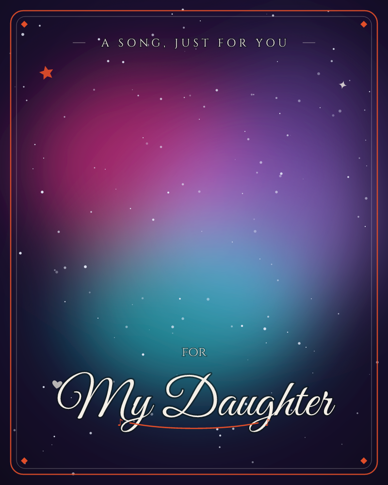 A dreamy cosmic gradient fills the card, with deep magenta and violet blooming into teal at the base, all scattered with tiny glowing stars against a…, a just because e-card design by @DittyCityTeam