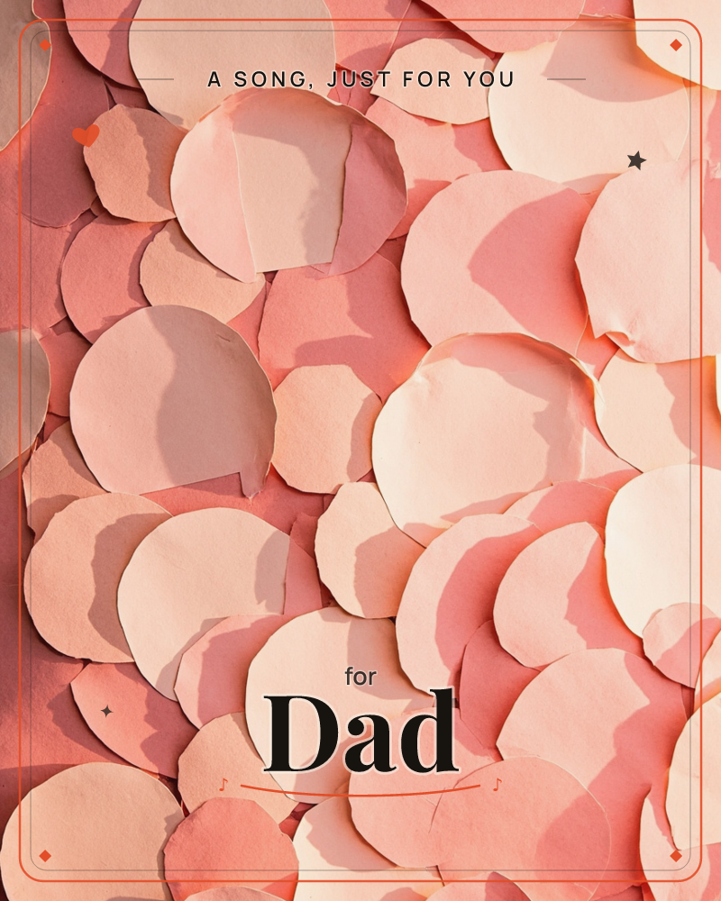 A dense cluster of overlapping paper circles, cut and layered like scales or petals, catches raking light that throws soft shadows across each round edge, a just because e-card design