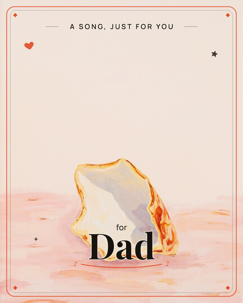 A single seashell fragment rests upright on a softly blushed pink surface, its edges rimmed in warm gold and rust, a just because e-card design