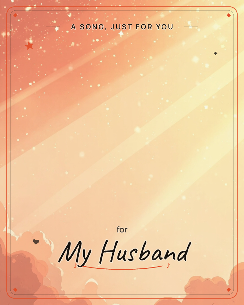 A glowing sky washes from deep coral at the edges into pale gold at the centre, with soft rays of light streaming diagonally through drifting sparkles, a just because e-card design