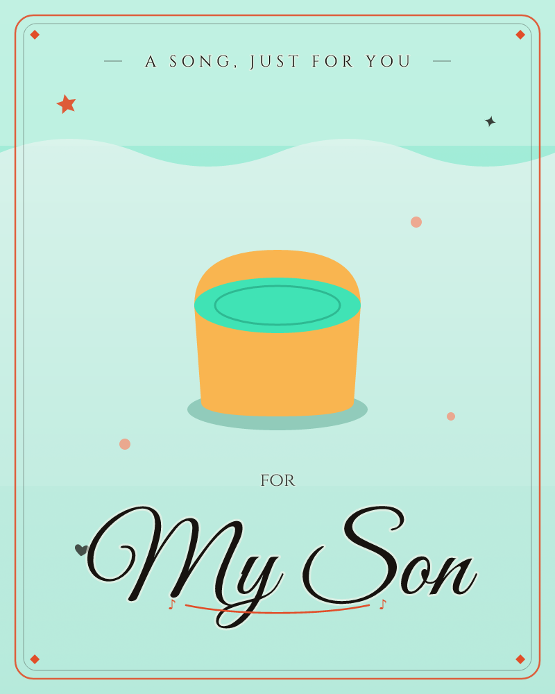A simple orange cylinder, like a jar or tub with a teal lid, sits alone against a soft wavy horizon of pale mint and seafoam green, a just because e-card design by @DittyCityTeam