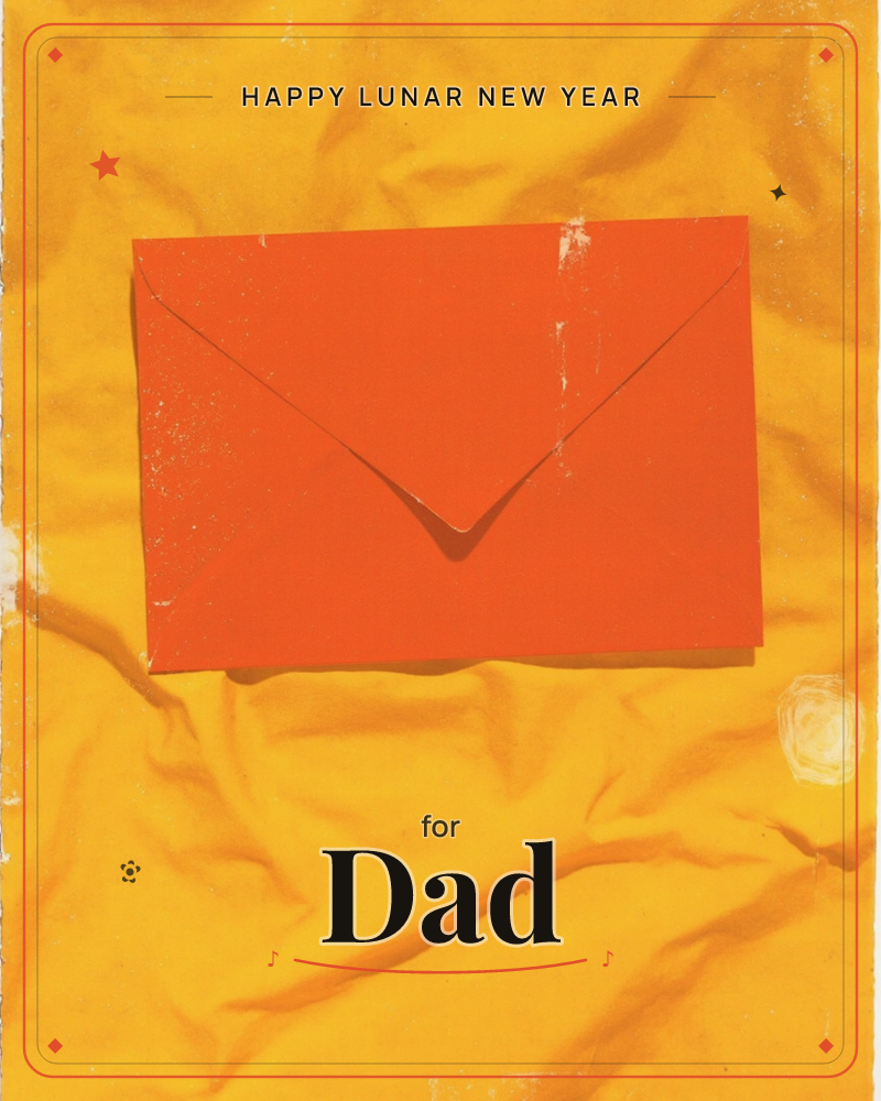 A bold red envelope sits sealed and centered against a rumpled, sun-yellow background, its surface printed with a rough, textured grain that catches…, a lunar new year e-card design