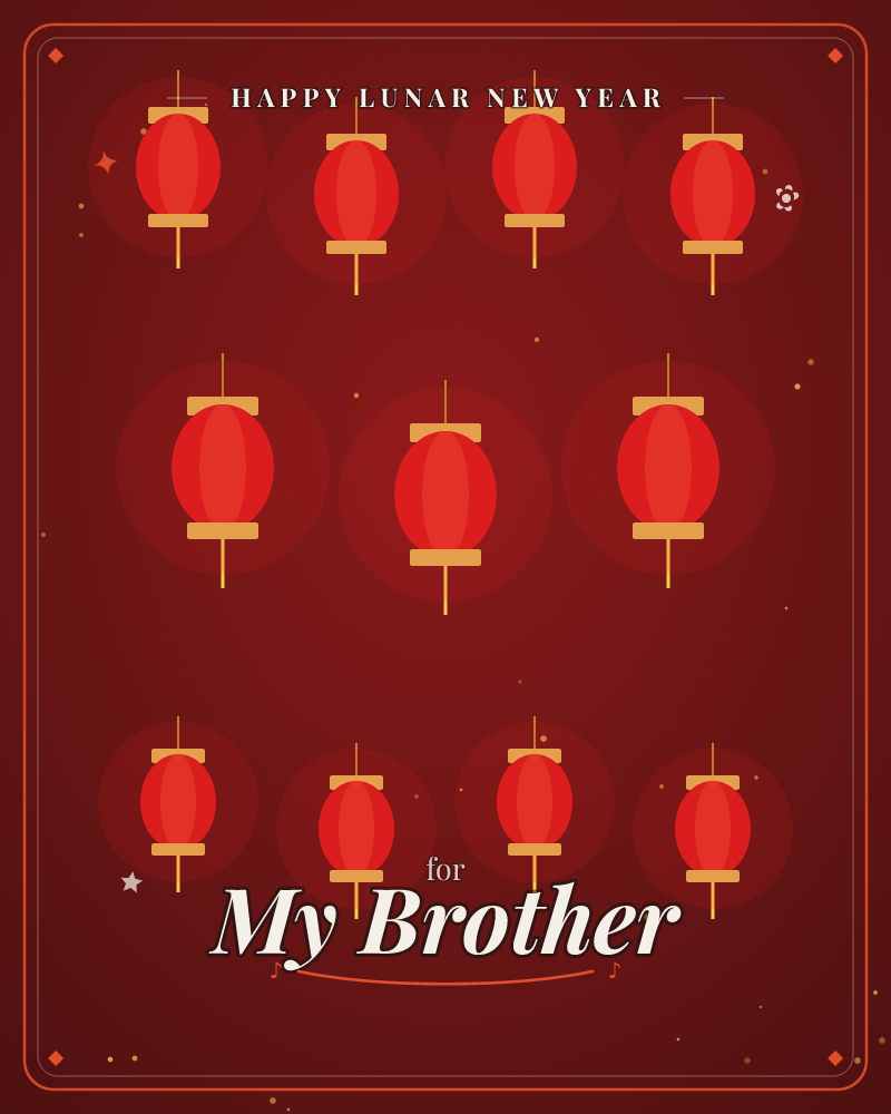 Rows of glowing red paper lanterns hang against a deep crimson backdrop, each one softly haloed with light and gold caps and bases, a lunar new year e-card design by @DittyCityTeam