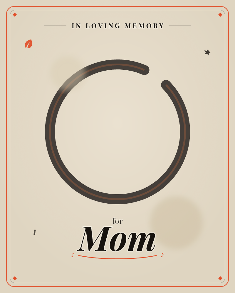 A single dark ring, almost closed, sits centred on a soft cream background with a warm glow behind it, a memory e-card design by @DittyCityTeam