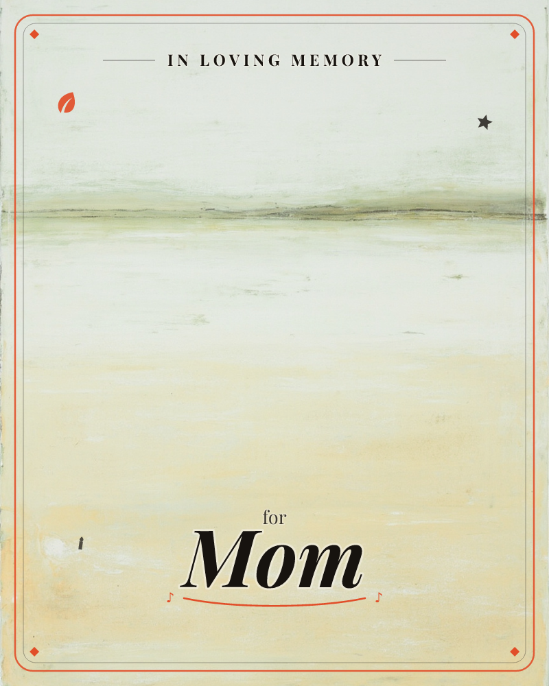 A minimalist landscape reduced to three quiet bands: a pale sage sky, a thin dark horizon line, and a soft sandy-yellow foreground that could be beach…, a memory e-card design