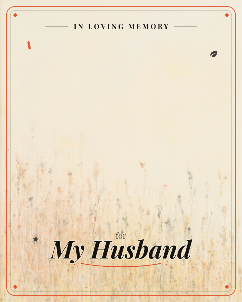 A soft wash of pale cream fades into a field of thin grasses and tiny wildflowers rendered in faint pinks, golds, and grey-greens, a memory e-card design